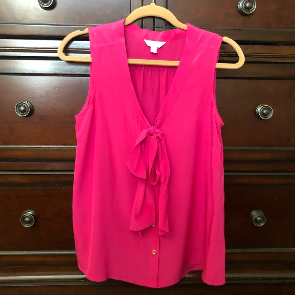 Lilly Pulitzer silk top with bow Dahlia Top in Daiquiri Pink